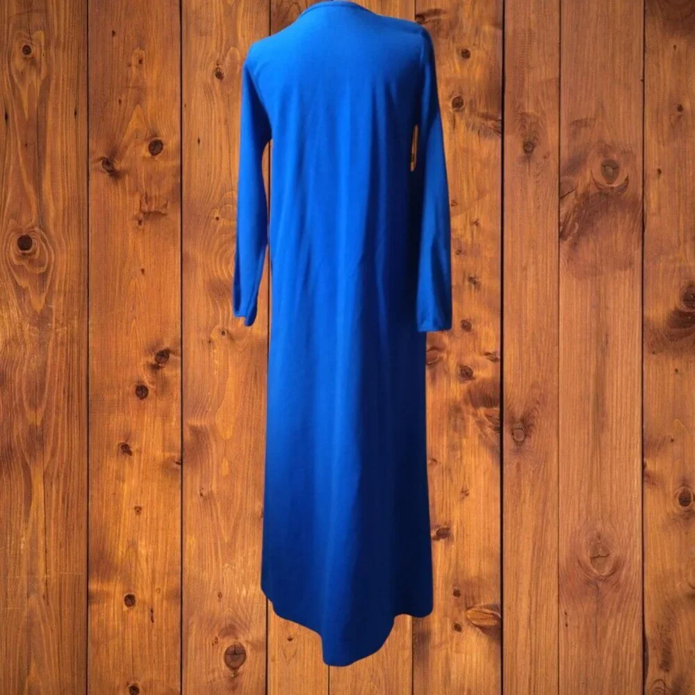 BERNETTE NEW YORK WOMEN'S MEDIUM LONG SLEEVE ZIP UP ROBE BLUE VINTAGE NEW